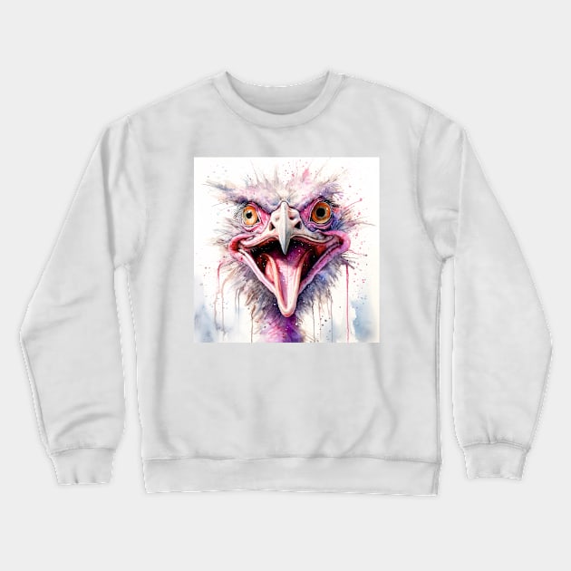 Crazy Ostrich Crewneck Sweatshirt by Geminiartstudio